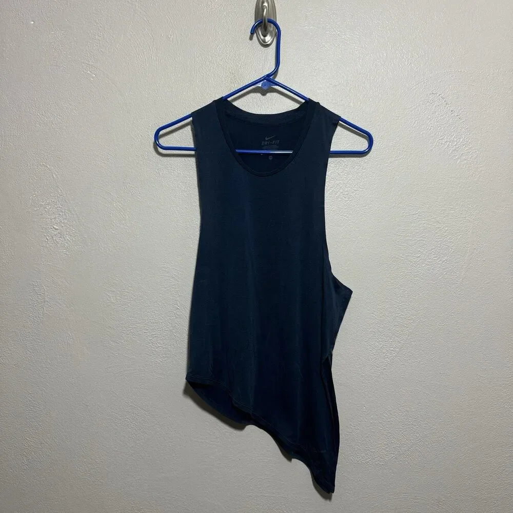 Nike Womens Side Tie Tank Top Navy Blue Sz XS Athletic Yoga Running